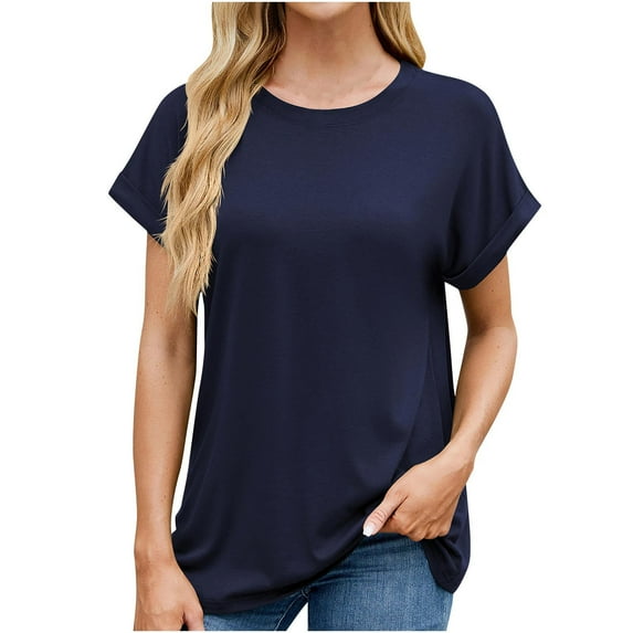 Mittory Summer Spring Shirts for Women Tops Short Sleeve Plus Size Workout Tshirts Fashion Casual Tee Clothes Trendy
