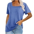 thumbnail image 1 of Mittory Summer Tops for Women Casual Square Neck Blouse Short Sleeve T-Shirt Loose Solid Tunic Ladies Basic Tees, 1 of 6