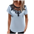 thumbnail image 1 of Mittory Summer Tops for Women Dressy Casual Lace V-Neck Short Sleeve Shirts Trendy Comfy Pleated Blouse T-Shirt, 1 of 7