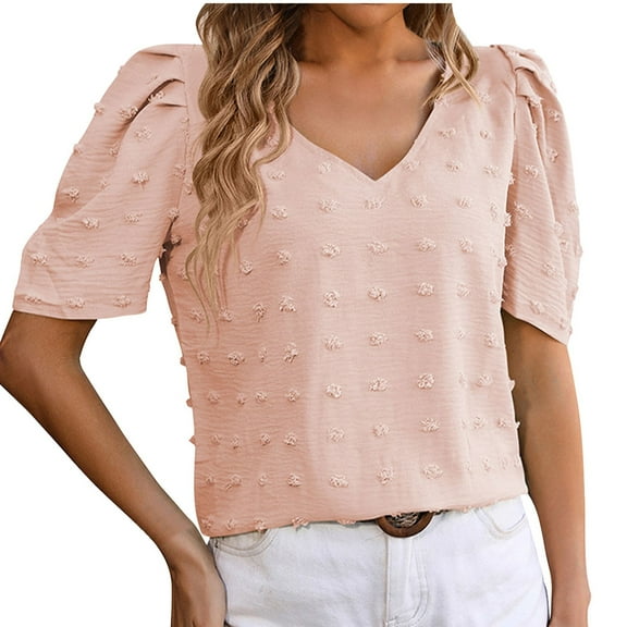 Mittory Summer Tops for Women Trendy Casual Chiffon Blouse Floral Ruffle Short Sleeve Tops Loose Summer Shirts