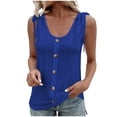 thumbnail image 1 of Mittory Summer Tops for Women Vacation Eyelet Tops Sleeveless Scoop Neck Button Down Shirts Loose Fit Tank Tops Shirt, 1 of 6