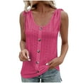 thumbnail image 1 of Mittory Summer Tops for Women Vacation Eyelet Tops Sleeveless Scoop Neck Button Down Shirts Loose Fit Tank Tops Shirt, 1 of 6