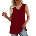 thumbnail image 1 of Mittory Summer Womens Tank Tops Loose Fit Pleated V Neck Sleeveless Tops Casual Basic T Shirts Solid Tees, 1 of 8