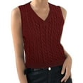 thumbnail image 1 of Mittory Sweater Vest for Women V Neck Sleeveless Knit Solid Casual Ribbed Preppy Pullover Tops, 1 of 5