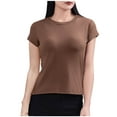 thumbnail image 1 of Mittory T-Shirt for Women Crew Neck Basic Short Sleeves T Shirt Crop Tops Cotton Slim Fit Tee Shirts, 1 of 5
