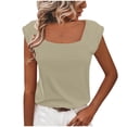 thumbnail image 1 of Mittory Tank Top for Women Square Neck Summer Tops Loose Fit Casual Solid Color Cap Sleeve Shirt, 1 of 7
