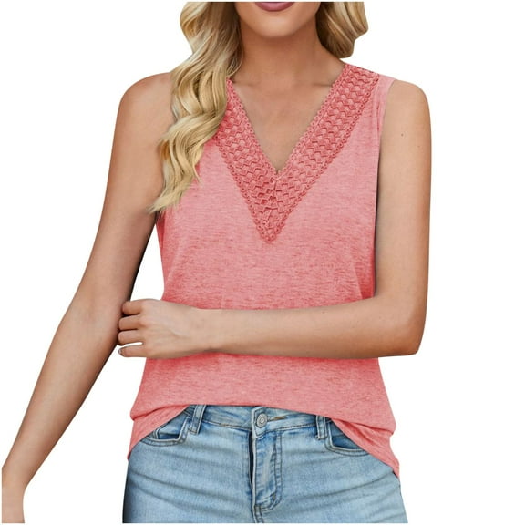 Mittory Tank Top for Women Trendy V Neck Camisole Top Loose Fit Sleeveless Blouse Summer Vacation Outfits Plain Shirts