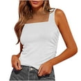 thumbnail image 1 of Mittory Tank Tops for Women Summer Sleeveless High Neck Ribbed Knit Slim Blouse Side Pleated Basic Tees Shirts, 1 of 7