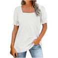 thumbnail image 1 of Mittory Tops for Women Summer Casual Ruffle Trim Sleeve Square Neck T Shirts, 1 of 8