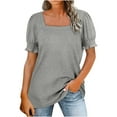 thumbnail image 1 of Mittory Tops for Women Summer Casual Ruffle Trim Sleeve Square Neck T Shirts, 1 of 8