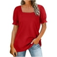 thumbnail image 1 of Mittory Tops for Women Summer Casual Ruffle Trim Sleeve Square Neck T Shirts, 1 of 8