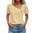 thumbnail image 1 of Mittory Tops for Women V Neck Eyelet Shirts Dressy Casual Short Sleeve Tunics Summer Vacation Blouses, 1 of 5