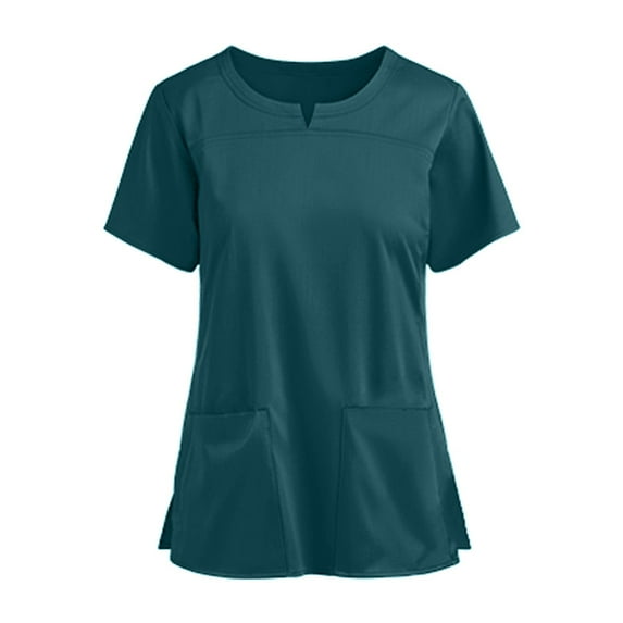 Mittory V-Neck Women's Scrub Top with Dolman Sleeves & High-Low Shirttail Hem for Comfort