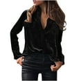 thumbnail image 1 of Mittory Velvet Tops for Women Long Blazer Jackets Long Sleeve Cardigan Jackets Slim Fit Button Down Shirts, 1 of 7