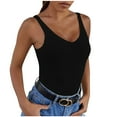 thumbnail image 1 of Mittory Women Casual Racerback Basic Sleeveless V Neck Slim Fit Ribbed Knitted Crop Tank Top, 1 of 7