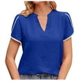 thumbnail image 1 of Mittory Women Dressy Casual V-Neck T-Shirts Loose Puff Short-Sleeve Tops Tunic Blouse, 1 of 6