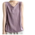 thumbnail image 1 of Mittory Women Linen Sleeveless Tank Tops Basic Summer Casual Crewneck Blouse, 1 of 6