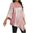 thumbnail image 1 of Mittory Women Plus Size Long Sleeve Glitter Tops Shimmer Disco Concert Night Cocktail Party Sparkling Shiny Club Flowy Outfit, 1 of 8