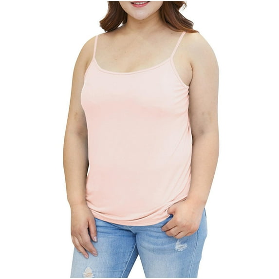 Mittory Women Plus Size Tank Top Seamless Cotton Camisole Tank Top Spaghetti Strap Undershirt Stretch Sleeveless Cami Shirt