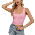 thumbnail image 1 of Mittory Women Rib Tank Top Padded Workout Top Square Neck Crop Tank Fitted Basic Cami Tops, 1 of 5