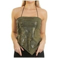 thumbnail image 1 of Mittory Women Sequin Crop Tank Tops Sexy Deep V Backless Halter Body Chain Cami Tops Shiny for Party Night Club, 1 of 5