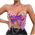 thumbnail image 1 of Mittory Women Sequin Skirt See Through Crop Top Halter Body Chain Strappy Bra Tanks Hollow Out Swimsuit Wrap Bikini, 1 of 8