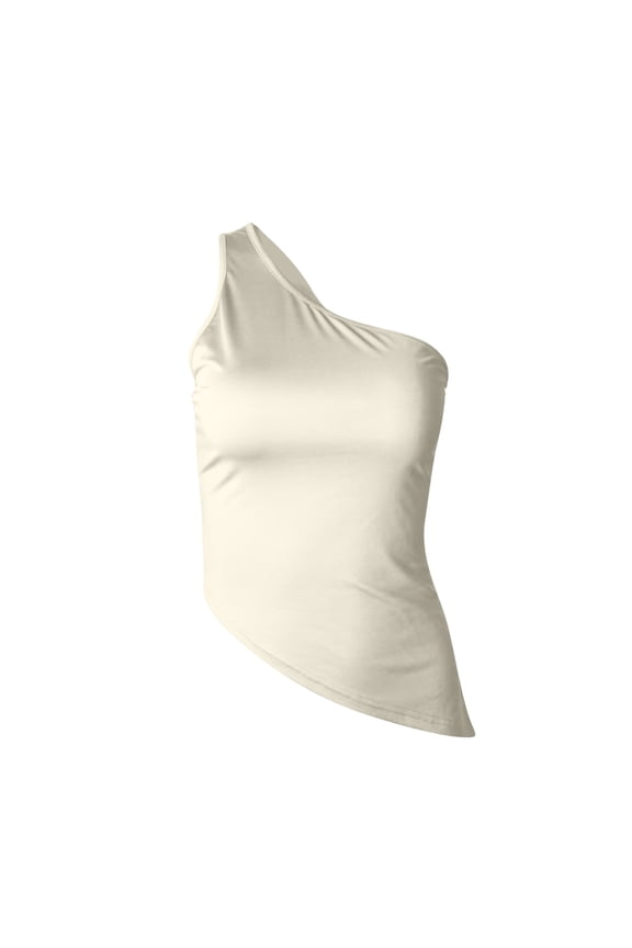 Women Sexy One Shoulder Sleeveless Tank Top Asymmetrical Crop Top Backless Fitted Cami Going Out Tank Tops