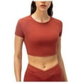 thumbnail image 1 of Mittory Women Short Sleeve Crop Top Crew Neck Summer Basic Tee Shirts Slim Fit Tight Going Out Tops Outfits, 1 of 6