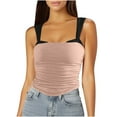thumbnail image 1 of Mittory Women Sleeveless Tank Crop Top Square Neck Ruched Bustier Backless Strappy Tanks Going Out Tops, 1 of 3