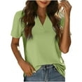 thumbnail image 1 of Mittory Women Summer Casual V Neckline Chiffon Blouses Loose Tunic Short Sleeve Tops, 1 of 8