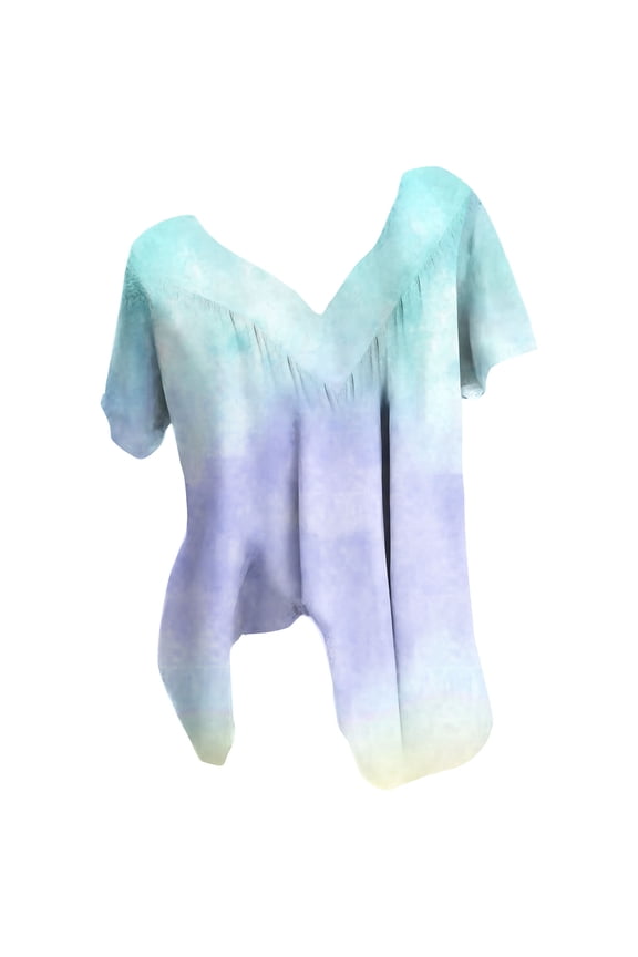 Women Tie Dye Tshirts Casual V Neck Short Sleeve Shirts Summer Lightweight Gradient Graphic Tunic Tops