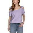thumbnail image 1 of Mittory Women Tops Cute Open Shoulder Blouse Summer Hollow Out Eyelet Short Sleeve Tee Shirt, 1 of 7