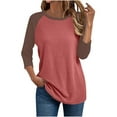 thumbnail image 1 of Mittory Women's 3/4 Sleeve Raglan Tunic Tops Trendy Casual Color Block T-Shirts Loose Crewneck Pullover Blouse Tees, 1 of 4