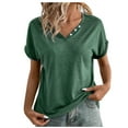 thumbnail image 1 of Mittory Women's Button Down V Neck T Shirts Short Sleeve Tunic Shirts Basic Tee Casual Knit Tops, 1 of 8
