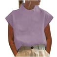 thumbnail image 1 of Mittory Women's Cap Sleeve Tank Tops Summer Crew Neck T Shirts Basic Loose Fit Solid Tee, 1 of 6