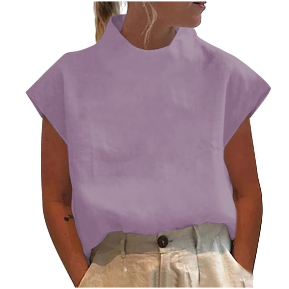 Mittory Women's Cap Sleeve Tank Tops Summer Crew Neck T Shirts Basic Loose Fit Solid Tee