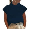 thumbnail image 1 of Mittory Women's Cap Sleeve Tank Tops Summer Crew Neck T Shirts Basic Loose Fit Solid Tee, 1 of 6