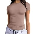thumbnail image 1 of Mittory Women's Casual Basic Going Out Crop Tops Slim Fit Short Sleeve Crew Neck Tight T Shirts, 1 of 7