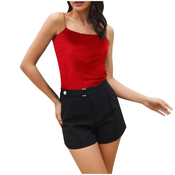 Mittory Women's Casual Basic Strappy Camisole Vintage Velvet Cami Tank Top
