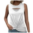 thumbnail image 1 of Mittory Women's Casual Crewneck Cut Out Twist Front Sleeveless Tank Top Blouse Shirt, 1 of 8