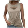 thumbnail image 1 of Mittory Women's Casual Crewneck Cut Out Twist Front Sleeveless Tank Top Blouse Shirt, 1 of 8