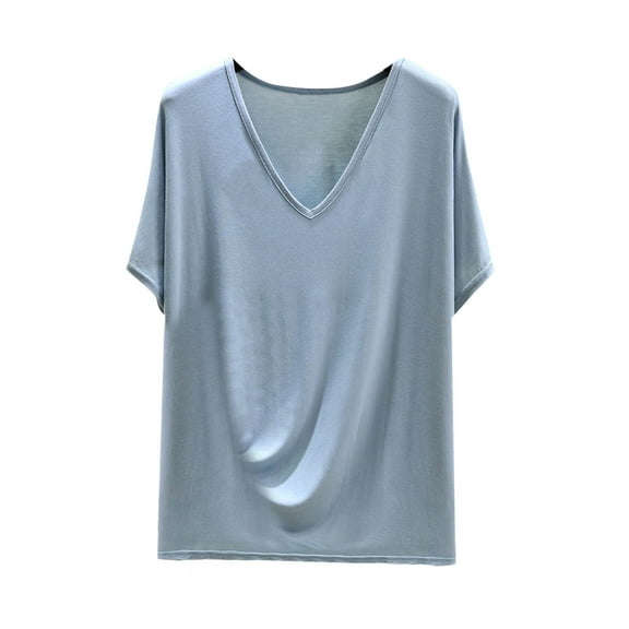 Mittory Women's Casual V-Neck Relaxed Fit Tee Short Sleeve Cotton Loose Boyfriend T-Shirt