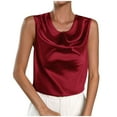 thumbnail image 1 of Mittory Women's Cowl Neck Satin Silk Tank Tops Dressy Summer Office Blouse Elegant Going Out Work Shirts, 1 of 7