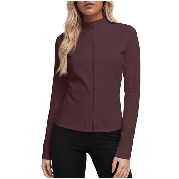 Mittory Women's Cropped Athletic Jacket - Long Sleeve Zip Up Top for Workout, Yoga & Golf