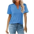 thumbnail image 1 of Mittory Women's Dressy Casual Tops Business Work Blouses Shirts Short Sleeve V Neck Tshirt, 1 of 3