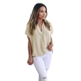 thumbnail image 1 of Mittory Women's Dressy Casual Tops Business Work Blouses White Button Down Shirts Cap Sleeve V Neck Tshirt, 1 of 8