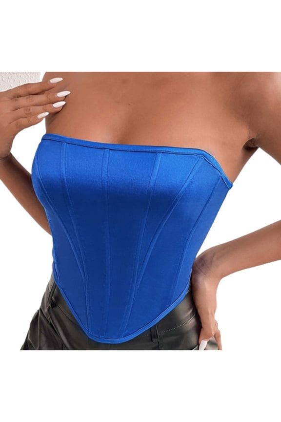 Women's Fashion Solid Slim Backless Tanks Top Short Breast Wrap Vest