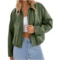 thumbnail image 1 of Mittory Women's Faux Leather Jacket Collared Zip Up Long Sleeve Casual Bomber Coat, 1 of 5