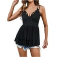 thumbnail image 1 of Mittory Women's Floral Lace Babydoll Tank Top Flowy V Neck Spaghetti Strap Peplum Summer Cami Sleeveless Shirts, 1 of 8