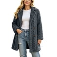 thumbnail image 1 of Mittory Women's Lapel Button‑Front Fuzzy Fleece Mid‑Length Coat, Long Sleeve Warm Winter Outerwear with Side Pockets, 1 of 7